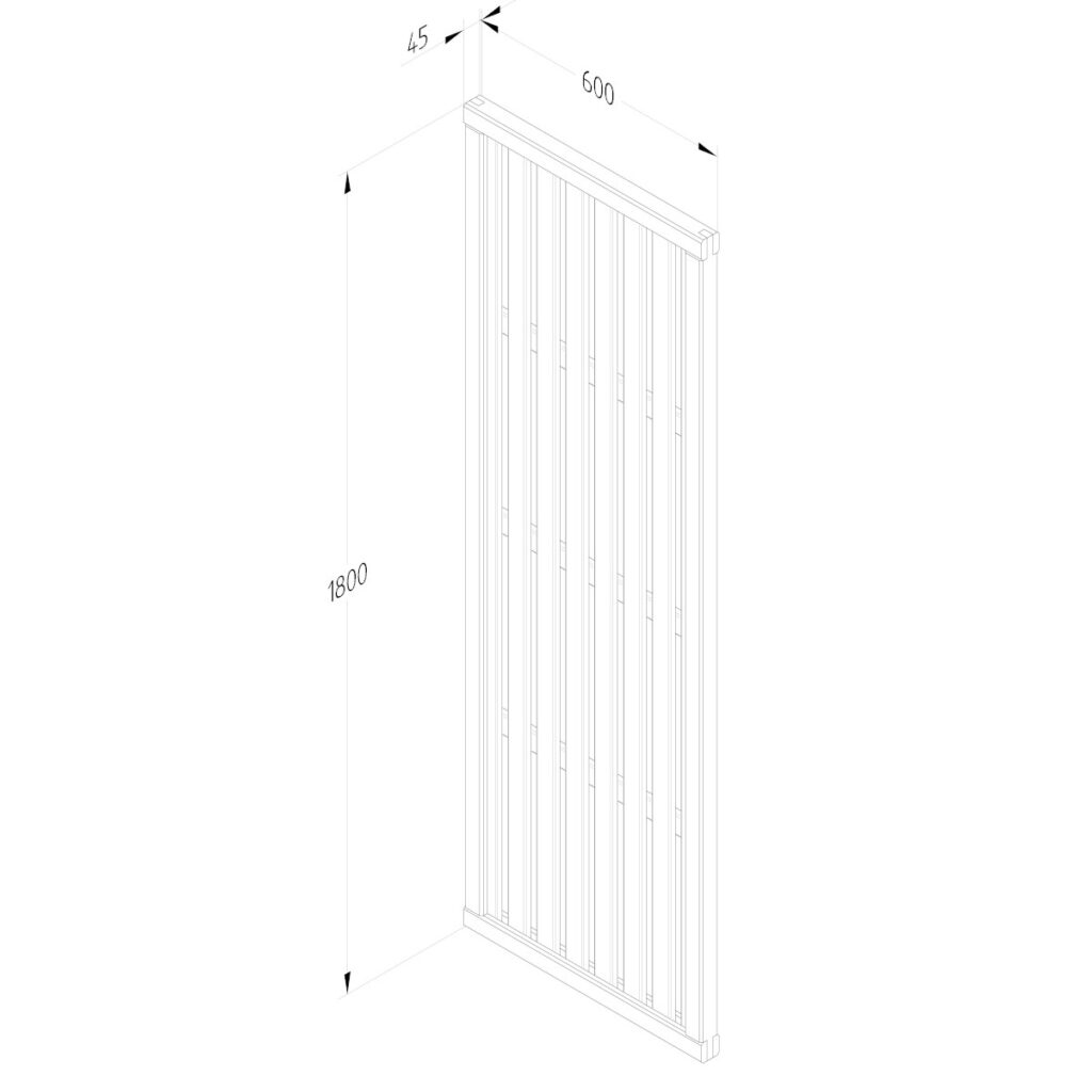 Forest Garden 1.8m x 0.6m Pressure Treated Vertical Slatted Screen – Pack of 3 5013053191927 2